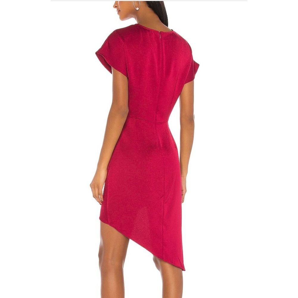 L'Academie Dress Womens Small Red Pink Asymmetrical Ruched Cocktail Wedding - Picture 4 of 14